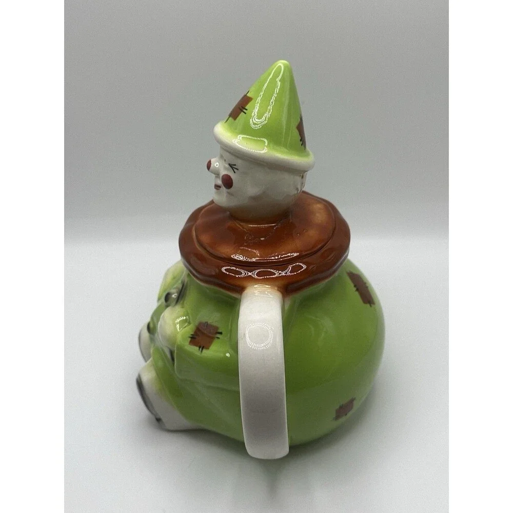 Tony Wood Studio Scarecrow Clown Teapot & Egg Cup Set England AS-IS Repair